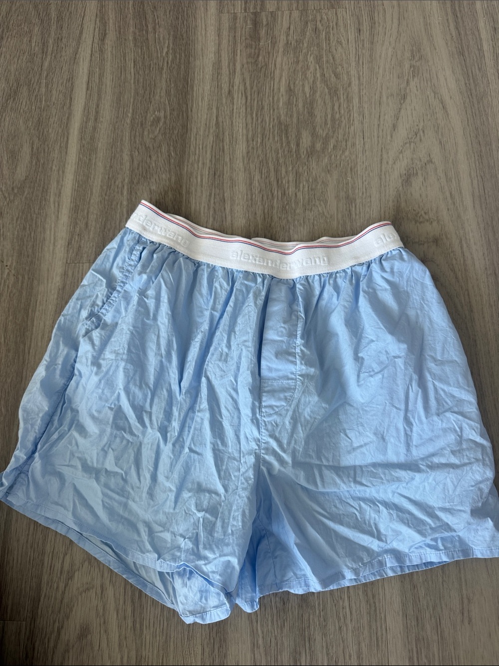 Alexander Wang Light Blue Cotton Shorts with White Waistband